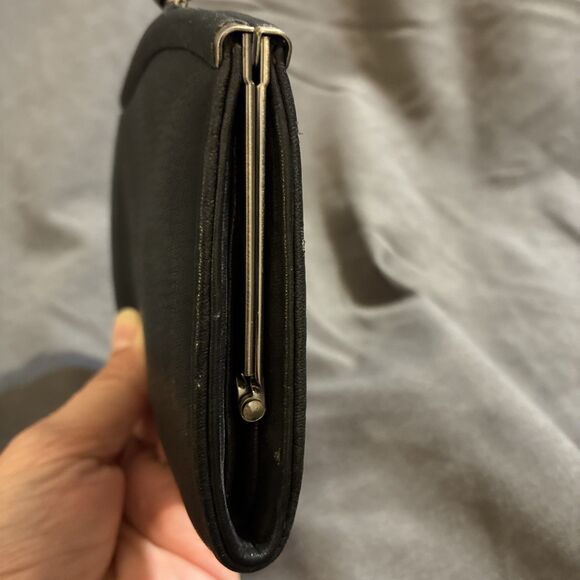 Authentic Fossil 1954 Leather Coin Purse Card ID Holder Wallet Black Kiss Lock - Picture 10 of 11